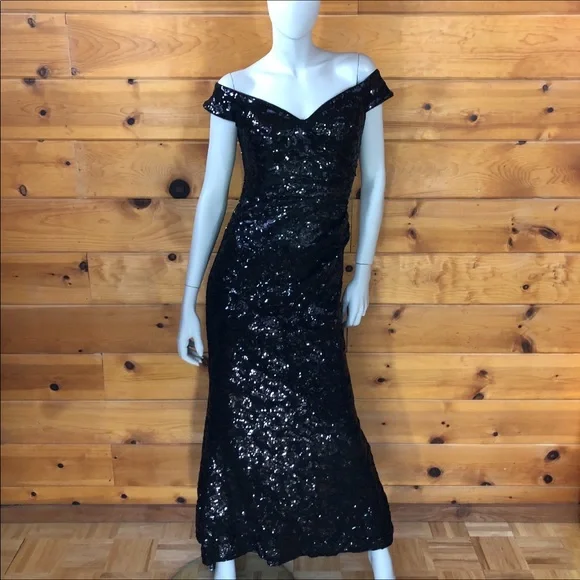 Lauren Ralph Lauren | Dresses | Holiday Dressale Ralph Lauren Nwt Black  Sequined Evening Gown | Poshmark